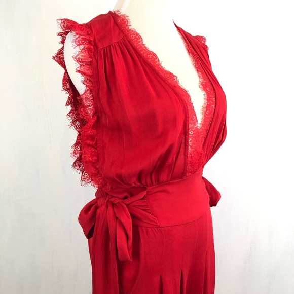 Free People CEM Red V-neck Jumpsuit 0 - Picture 3 of 8